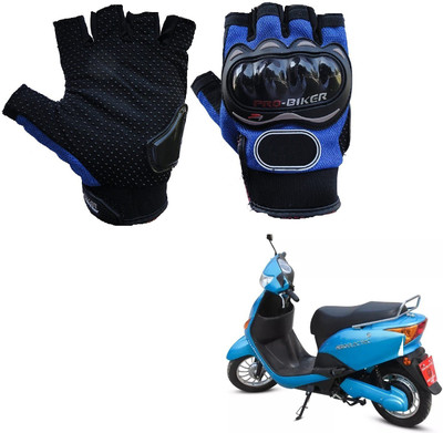 AuTO ADDiCT PRO BIKER HALF FINGERED GLOVES BLUE FOR HERO ELECTRIC Optima LA Riding Gloves(Blue)