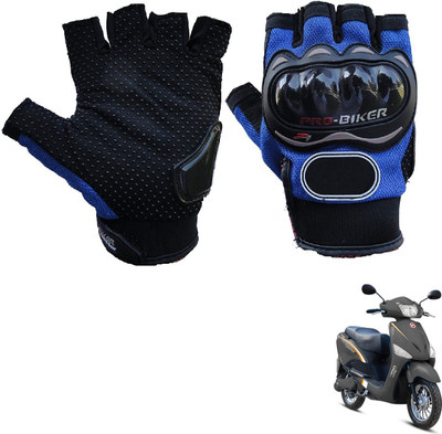 AuTO ADDiCT PRO BIKER HALF FINGERED GLOVES BLUE FOR HERO ELECTRIC Optima E5 Riding Gloves(Blue)