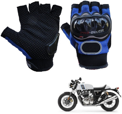 AuTO ADDiCT PRO BIKER HALF FINGERED GLOVES BLUE FOR ROYAL ENFIELD Continental GT 650 Riding Gloves(Blue)