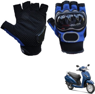 AuTO ADDiCT PRO BIKER HALF FINGERED GLOVES BLUE FOR HONDA Activa 6G Riding Gloves(Blue)