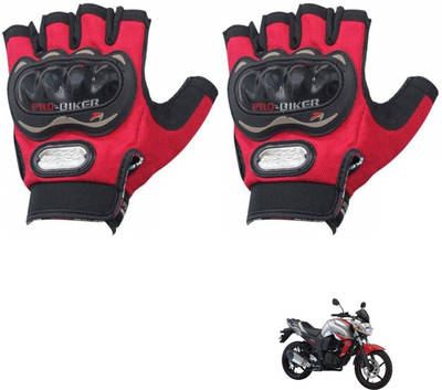 KOZDIKO PRO BIKER HALF FINGERED GLOVES RED FOR YAMAHA FZ Riding Gloves(Red)