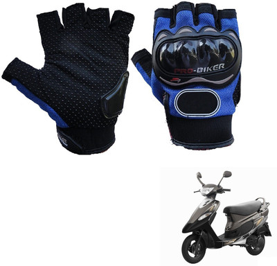 AuTO ADDiCT PRO BIKER HALF FINGERED GLOVES BLUE FOR TVS Pep Plus Riding Gloves(Blue)