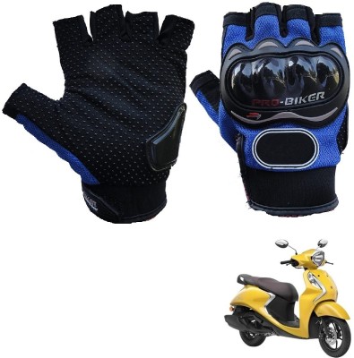 AuTO ADDiCT PRO BIKER HALF FINGERED GLOVES BLUE FOR YAMAHA Fascino Riding Gloves(Blue)