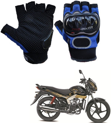 AuTO ADDiCT PRO BIKER HALF FINGERED GLOVES BLUE FOR MAHINDRA Centuro Riding Gloves(Blue)