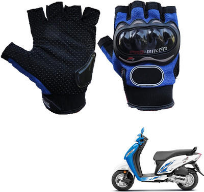 AuTO ADDiCT PRO BIKER HALF FINGERED GLOVES BLUE FOR HONDA Activa i Riding Gloves(Blue)