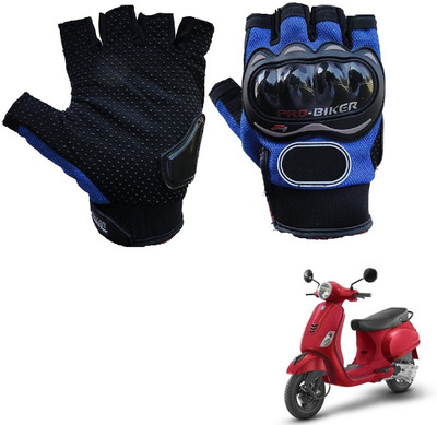 AuTO ADDiCT PRO BIKER HALF FINGERED GLOVES BLUE FOR VESPA Urban Club 125 Riding Gloves(Blue)