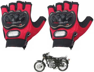 KOZDIKO PRO BIKER HALF FINGERED GLOVES RED FOR ROYAL ENFIELD ELECTRA TWINSPARK Riding Gloves(Red)