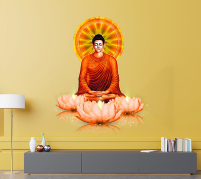 DivineDesigns 61 cm Buddha Ji Wall Sticker Self Adhesive Sticker(Pack of 1)