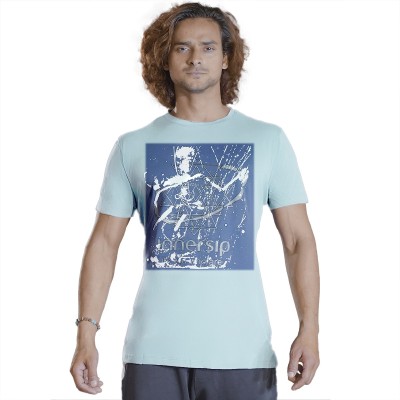 Innersip Printed Men Round Neck Blue T-Shirt