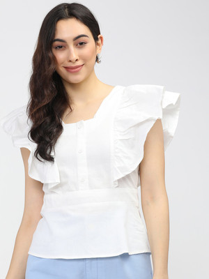 Tokyo Talkies Casual Solid Women White Top