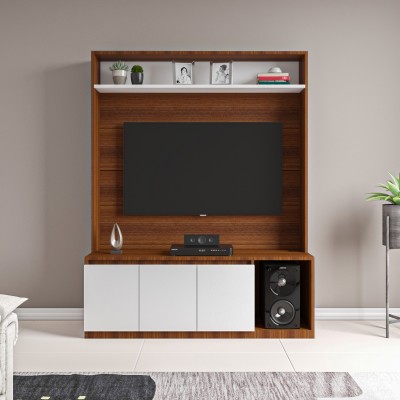 Woodbuzz Engineered Wood TV Entertainment Unit(Finish Color - Walnut+White, Knock Down)