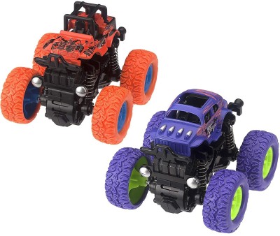 valuableplus Monster Truck Push and Go Toy Trucks Friction Powered Cars 4 Wheel for Kids(Orange & Blue)