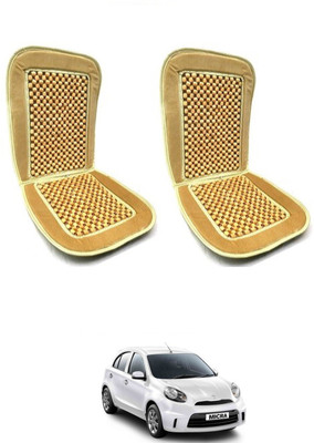 AuTO ADDiCT Wooden Bead, Velvet Seating Pad For  Nissan Micra Active(Front Seats,Back Seats Beige)