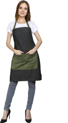 Palap Denim Chef's Apron - Free Size(Black, Single Piece)