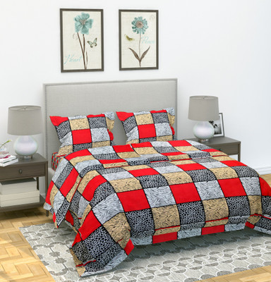 CECARO 160 TC Microfiber Double Abstract Flat Bedsheet(Pack of 1, Multicolor)