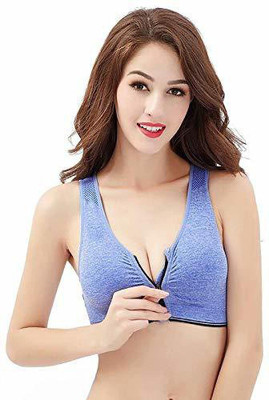 Wave Fashion Women Sports Lightly Padded Bra(Blue)