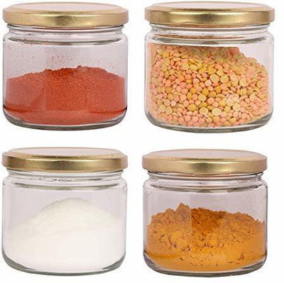 BILAL ANSARI Glass Grocery Container  - 350 ml(Pack of 4, Clear)