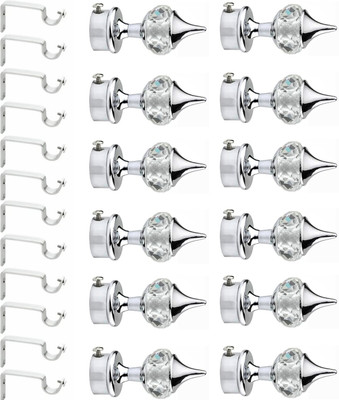Ghazian Silver Curtain Knobs, Rod Rail Bracket Metal(Pack of 12)