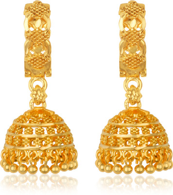 Heer Collection Latest Design South Indian Temple Jewellery Traditional 1gm Gold n Micron Plated Jhumkhi Meenakari Jhumki Jumkas Stylish Fancy Party Wear Wedding Bridal Daily Use Oxidised Golden Earrings / Earings / Ear rings Gold Bali jhumka Earring For Women & Girls Alloy, Brass, Metal Jhumki Earr
