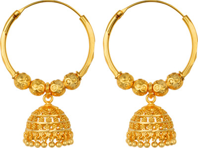Heer Collection Latest Design South Indian Temple Jewellery Traditional 1gm Gold n Micron Plated Jhumkhi Meenakari Jhumki Jumkas Stylish Fancy Party Wear Wedding Bridal Daily Use Oxidised Golden Earrings / Earings / Ear rings Gold Bali jhumka Earring For Women & Girls Alloy, Brass, Metal Jhumki Earr