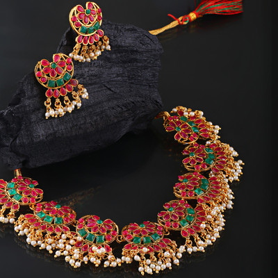 Shining Diva Alloy Gold-plated Multicolor Jewellery Set(Pack of 1)