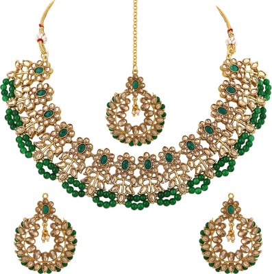 Shining Diva Alloy Gold-plated Green, Gold Jewellery Set(Pack of 1)