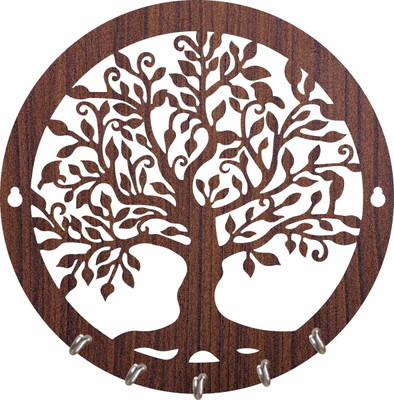 VUF Wood Key Holder(6 Hooks, Brown)