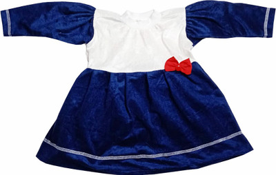 harshvardhanmart Baby Girls Midi/Knee Length Casual Dress(Blue, Full Sleeve)