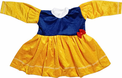 harshvardhanmart Girls Midi/Knee Length Casual Dress(Gold, Full Sleeve)