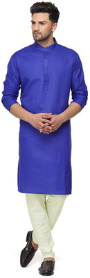 GauriLaxmi Enterprise Men Solid Straight Kurta(Blue)