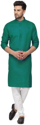 GauriLaxmi Enterprise Men Solid Straight Kurta(Dark Green)