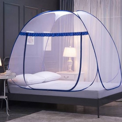 EVETIS Polyester Adults Washable DOUBLE BED MOSQUITO NET TENT ALSO SUITABLE FOR QUEEN SIZE / KING SIZE BED (BLUE COLOUR ) Mosquito Net(Navy Blue, White, Tent)