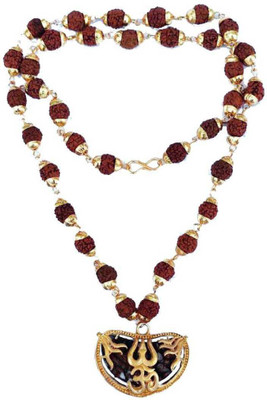 Janki Retails Religious Jewellery Rudraksha Cap Mala With Ohm Trishul LOcket Ek Mukhi Locket Gold Plated Brass Chain Gold-plated Plated Brass, Wood Chain Gold-plated Plated Brass Chain Janki Retails Religious Jewellery Rudraksha Cap Mala With Ohm Trishul LOcket Ek Mukhi Locket Gold Plated Brass Chain Gold-plated Plated Brass, Wood Chain Gold-plated Plated Brass Chain