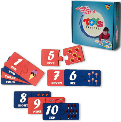 Toys universe Number Learning Wooden Jigsaw Puzzle for Kids (1 to 10 Numbers)(20 Pieces)