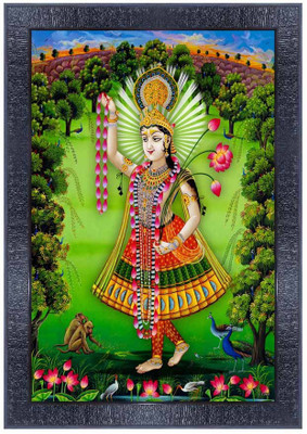 pnf Yamunaji Religious Wood Photo Frames with Acrylic Sheet (Glass) for Worship/Pooja 22596 Religious Frame