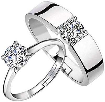 NICELIFE COLLECTIONS Stainless Steel Sterling Silver Plated Ring Set