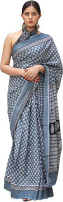 Pinkcity Trade World Printed, Color Block, Blocked Printed Daily Wear Pure Cotton Saree(Grey)