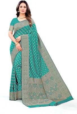 KSNDVTrendz Woven Banarasi Silk Blend Saree(Light Green)