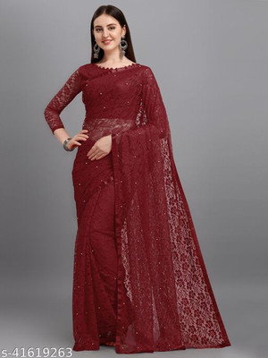 Shremarutisaree Embellished Bollywood Net Saree(Black)