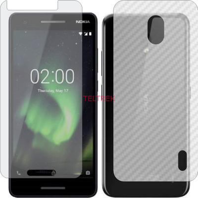 TELTREK Front and Back Screen Guard for NOKIA 2.1 (Front Matte Finish & Back 3d Carbon Fiber)(Pack of 2)