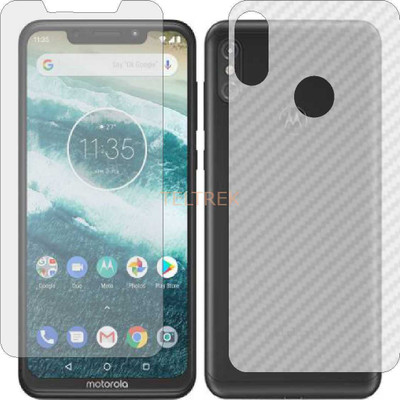 TELTREK Front and Back Screen Guard for MOTOROLA MOTO ONE POWER (Front Matte Finish & Back 3d Carbon Fiber)(Pack of 2)