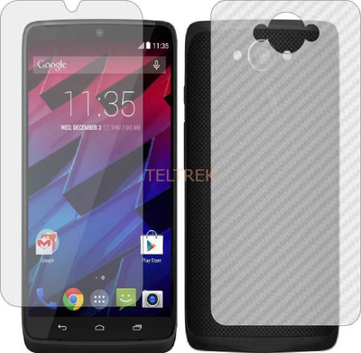 TELTREK Front and Back Screen Guard for MOTOROLA MOTO TURBO (Front Matte Finish & Back 3d Carbon Fiber)(Pack of 2)