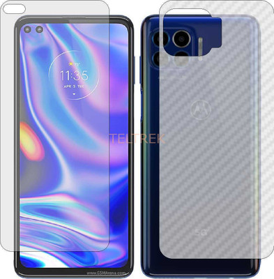 TELTREK Front and Back Screen Guard for MOTOROLA MOTO ONE 5G UW (Front Matte Finish & Back 3d Carbon Fiber)(Pack of 2)