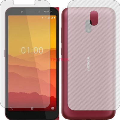 TELTREK Front and Back Screen Guard for NOKIA C2 (Front Matte Finish & Back 3d Carbon Fiber)(Pack of 2)