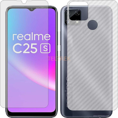 TELTREK Front and Back Screen Guard for REALME C25S RMX3197 (Front Matte Finish & Back 3d Carbon Fiber)(Pack of 2)