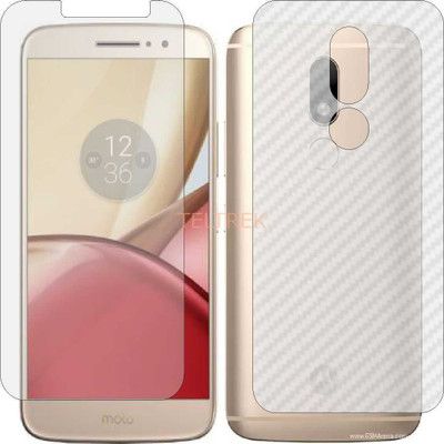 TELTREK Front and Back Screen Guard for MOTOROLA MOTO M (Front Matte Finish & Back 3d Carbon Fiber)(Pack of 2)