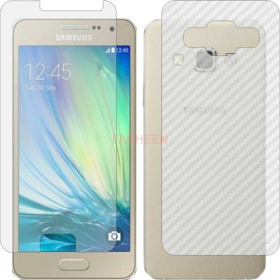Fasheen Front and Back Tempered Glass for SAMSUNG GALAXY A3 (Front Matte Finish & Back 3d Carbon Fiber)(Pack of 2)