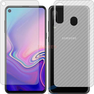 Fasheen Front and Back Tempered Glass for SAMSUNG GALAXY A8S (Front Matte Finish & Back 3d Carbon Fiber)(Pack of 2)