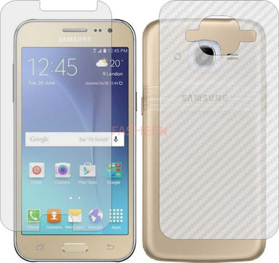 Fasheen Front and Back Tempered Glass for SAMSUNG J200F GALAXY J2 (Front Matte Finish & Back 3d Carbon Fiber)(Pack of 2)