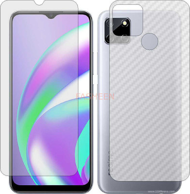 Fasheen Front and Back Tempered Glass for REALME C12 (Front Matte Finish & Back 3d Carbon Fiber)(Pack of 2)